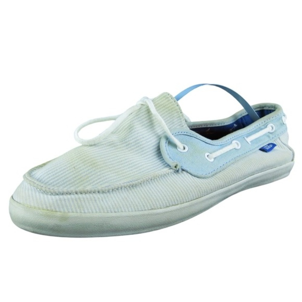 VANS  Women Boat Shoe Blue Fabric‎ Lace Up Size 7.5 Medium
